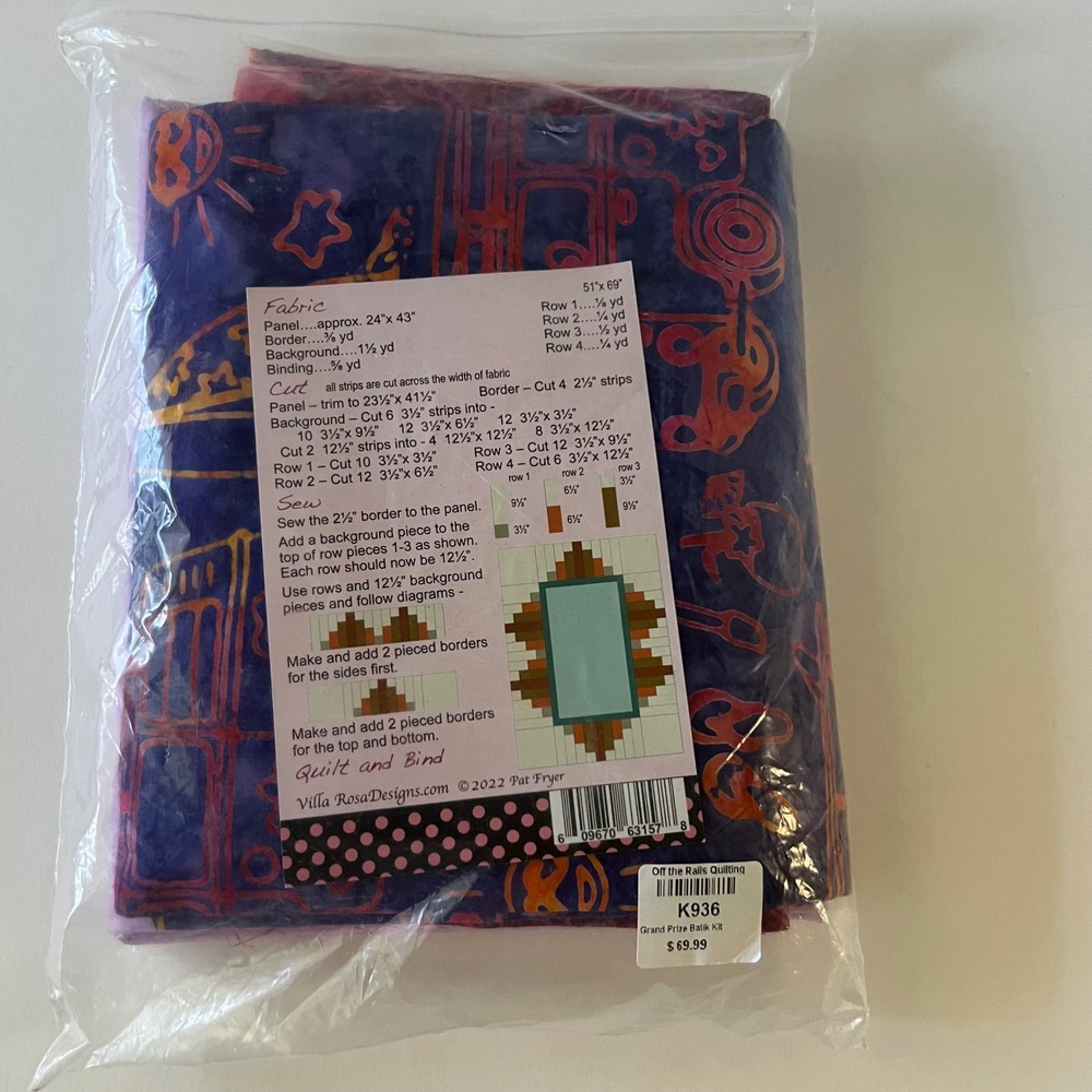 Villa Rosa Designs Grand Prize Batik Quilt Kit Off the Rails Pat Fryer 51x69 NEW